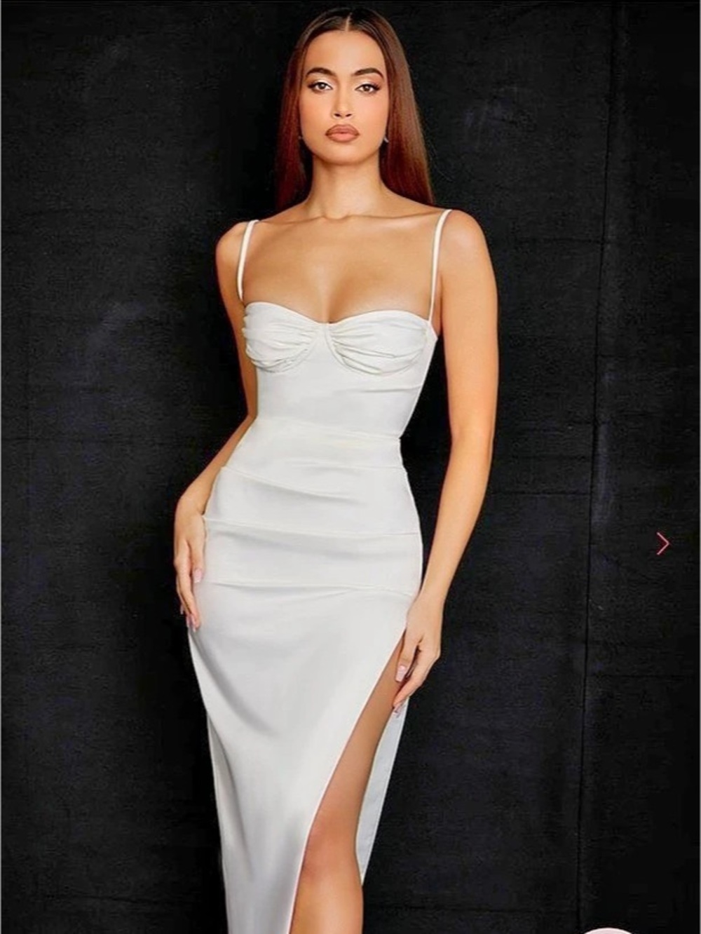 House of CB flora Corseted Satin Maxi Dress White